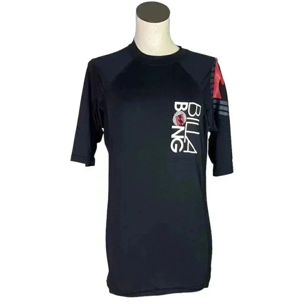 BillABong Sunshield Mens L Rash Guard Shirt Top Black UPF-50 UV/UVB Protection